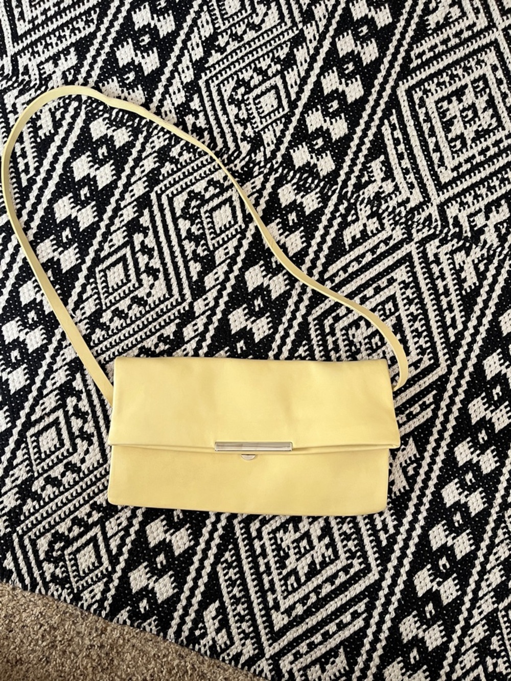 Yellow Zara- Leather Crossbody Shoulder Bag Converts to a Clutch